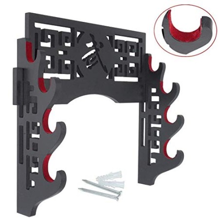 SHULI Support d'épée à Fixation Murale Support d'épée Samourai Japonais Support pour présentoir d'épées et épées standard-4-Tier