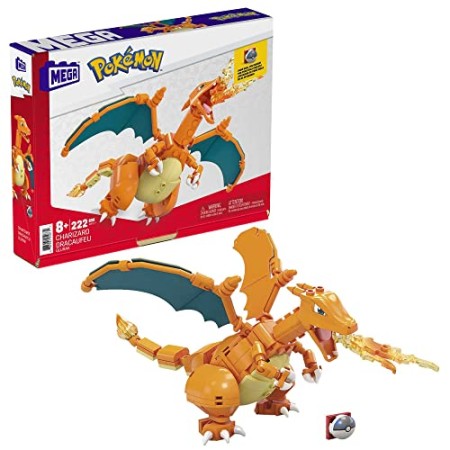 MEGA Pokémon Figurine Action Dracaufeu 20cm, Jeu De Briques De Construction Pour Enfants Et Adultes, Modèle Pokémon À Collectionner, 222 Pièce...