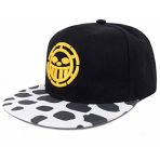 Roffatide Anime One Piece Trafalgar Law Casquette de Baseball Hommes Réglable Chapeau en Coton Brodé avec Motif de Vache Noir