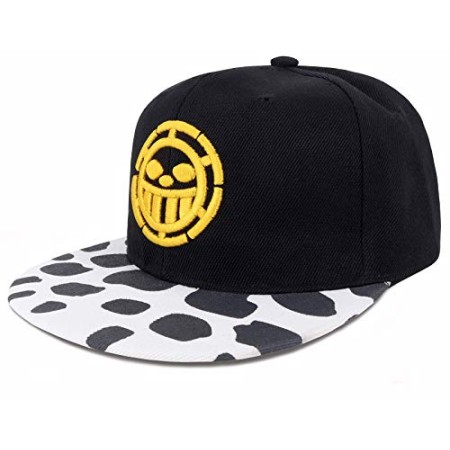 Roffatide Anime One Piece Trafalgar Law Casquette de Baseball Hommes Réglable Chapeau en Coton Brodé avec Motif de Vache Noir