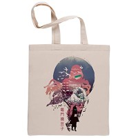 Bioclod Fantaisie Anime Démon Tueur Kamado Nezuko Réutilisable Coton Beige Sac de Courses Reusable Cotton Shopping Bag