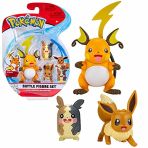 Set of 3 Pokémon Action Figures: Raichu, Morpeko & Eevee