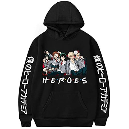 YIMIAO Homme My Hero Academia Sweat à Capuche Rôle Pull Japonais Anime Cosplay Unisexe Pullover Vetement de Sport Décontractés(XL)