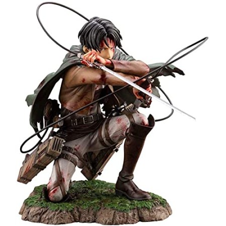 WANSHI Figurine d'action Levi Attaque des Titans, figurine Bloody Ackerman Captain Levi Blessed en PVC, cadeau à collectionner, statue d'anime, mo...