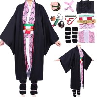 Amycute Déguisement Demon Slayer Cosplay Enfant Adulte Kamado Tanjirou Nezuko Kimono Kochou Shinobu Fête Halloween Carnaval Costume Anime Cape Ja...