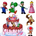 Figurine Mario Gateau 6pcs Decoration Gateau Mario Réutilisable Figurine Mario Bros pour Gâteau Convient aux Fêtes à ThèMe pour Enfants