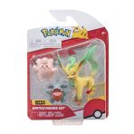 Pokémon PKW2806 Battle Figure Set – Piepi, Kaumalat, Folipurba – Lot de figurines officielles Multicolore