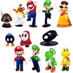 Shengruili Lot de 12 figurines Super Mario pour décoration de gâteau, décoration de gâteau Super Mario, décoration de gâteau d'anniversaire d...