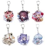 Winric Lot de 6 porte-clés Genshin Impact Genshin Keychain Limité Personnage Pendentif Porte-clés Charme Pour Sacs d'école Bagages Sacs, b, M