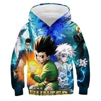 flowereyes Garçons Filles Anime Hunter x Hunter 3D Sweat Killua Sweat à Capuche Dessin animé à Manches Longues Pull imprimé Gon Freecss Meruem