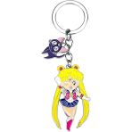 Distrigeek Sailor Porte-clés en métal émaillé pour femme Tsukino Usagi et le Chat Luna - Idée Cadeau Mignon Drôle