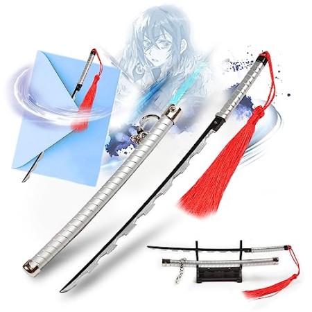 Demon Slayer – Hashibira Inosuke Ouvre-lettre Anime Katana avec gaine et support 22,9 cm Samurai Sword Kimetsu No Yaiba Demon Slayer Katana Anime...