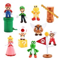 12 Pièces mini figurine super bros, décoration gateau pour fête d'anniversaire enfants