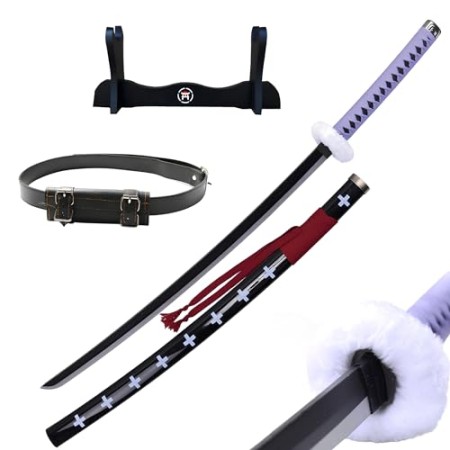 Hashiman - Katana One Piece - Trafalgar Law - Réplique Manga Sabre + Support d'Epée Bois + Ceinture