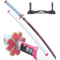 Demon Slayer Katana en Bois Lame en Bois Sabre Mitsuri Kanroji Epee en Bois Kimetsu No Yaiba Sabre Katana Mitsuri + Presentoir en Bois Inclus Cospl...