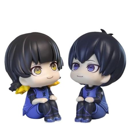 Gooyeh Lot de 2 figurines d'action Blue Lock Isagi Yoichi et Bachira Megoru Figurine anime des figurines en PVC assises Modèle Collection Cadeau 1...