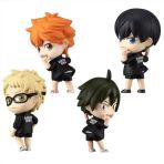 Zhongkaihua Haikyuu Lot de 4 figurines de dessin animé Q Figurines de dessin animé mignon Mini statue Décorations de bureau