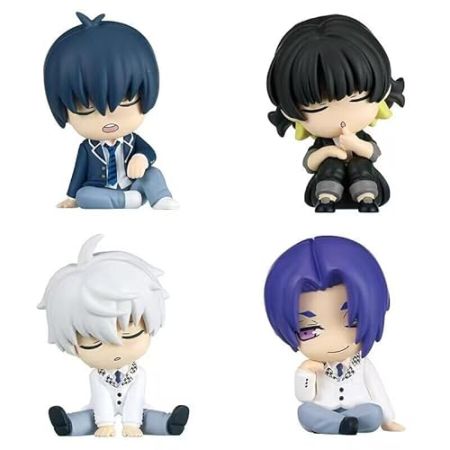 Blue Lock Lot de 4 figurines animées Bachira Meguru Look Up Seishiro Nagi Décoration de gâteau faite à la main 5 cm